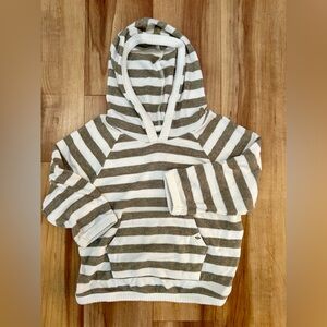 Easy Peasy Olive and cream striped hoodie